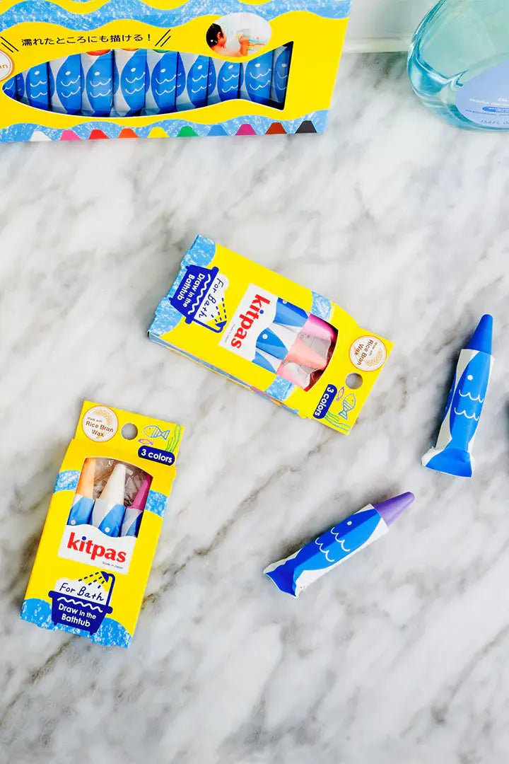 Kitpas Rice Bran Wax  Bath Crayons 3 Colour Set - Fish