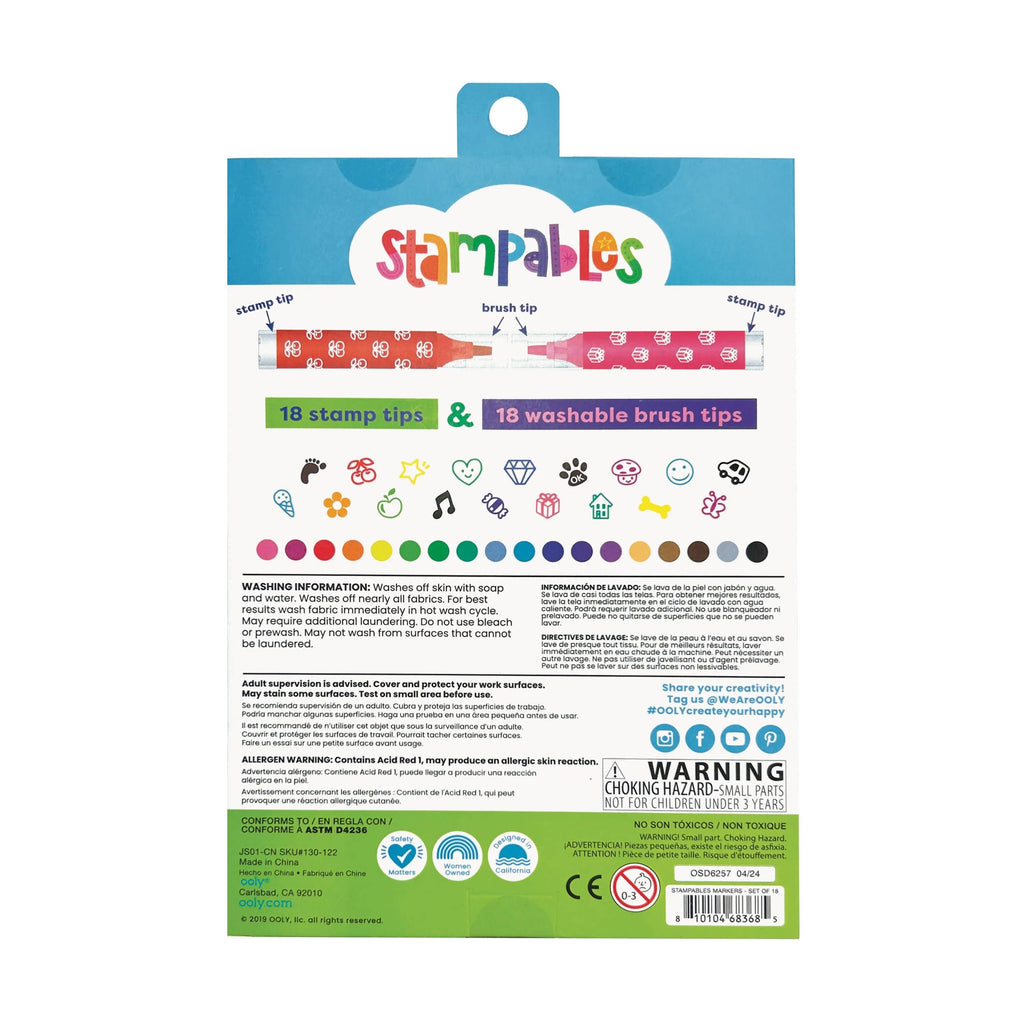 Stampables: Double-Ended Brush & Stamp Markers (Set of 18)