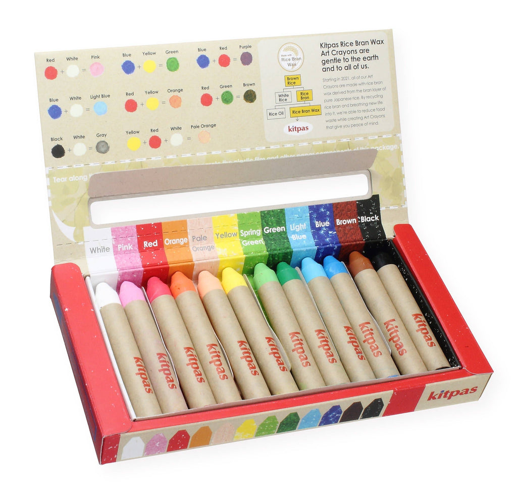 Kitpas Rice Bran Wax Crayons 12 Colours