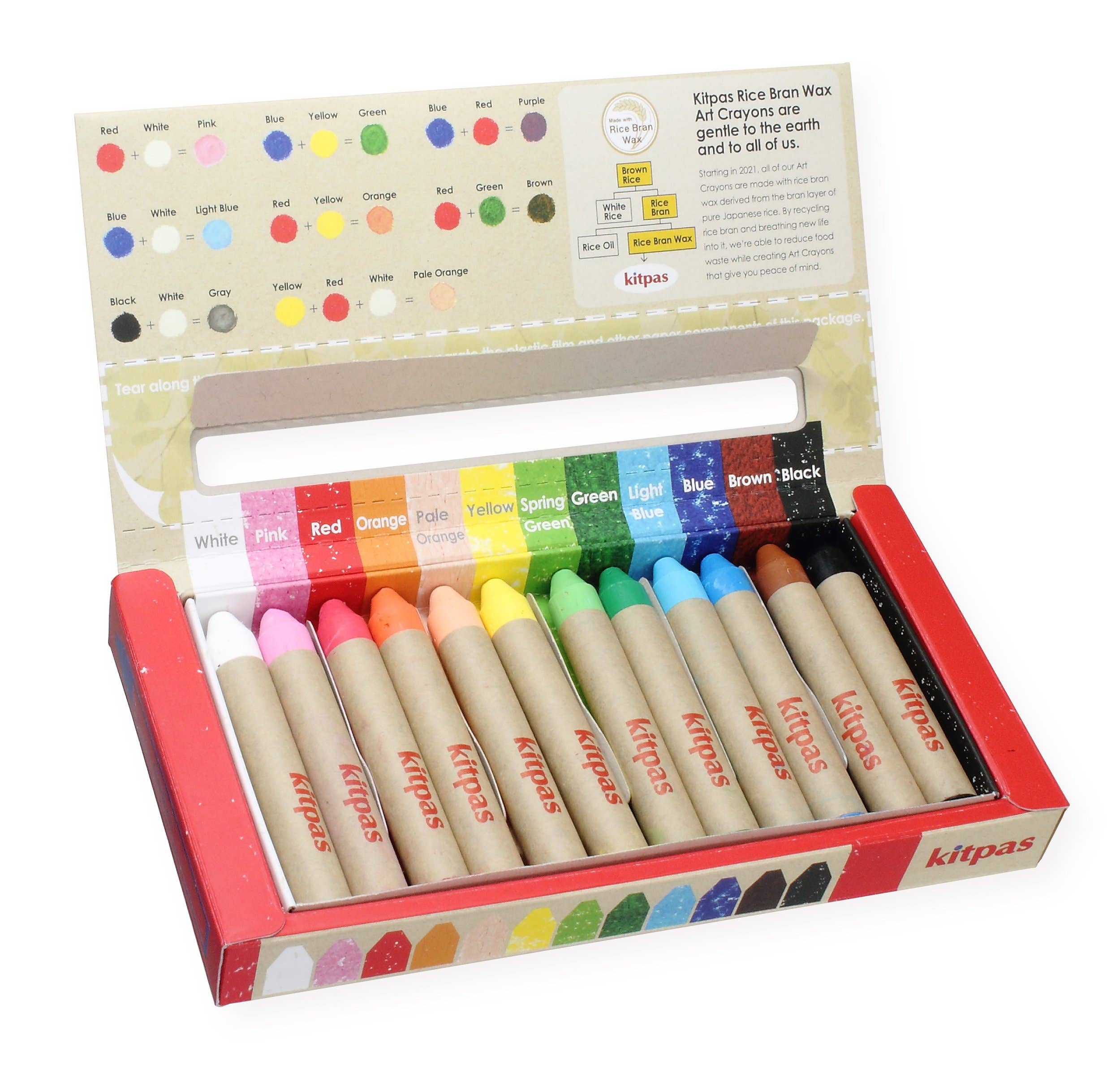 Kitpas Rice Bran Wax Crayons 12 Colours
