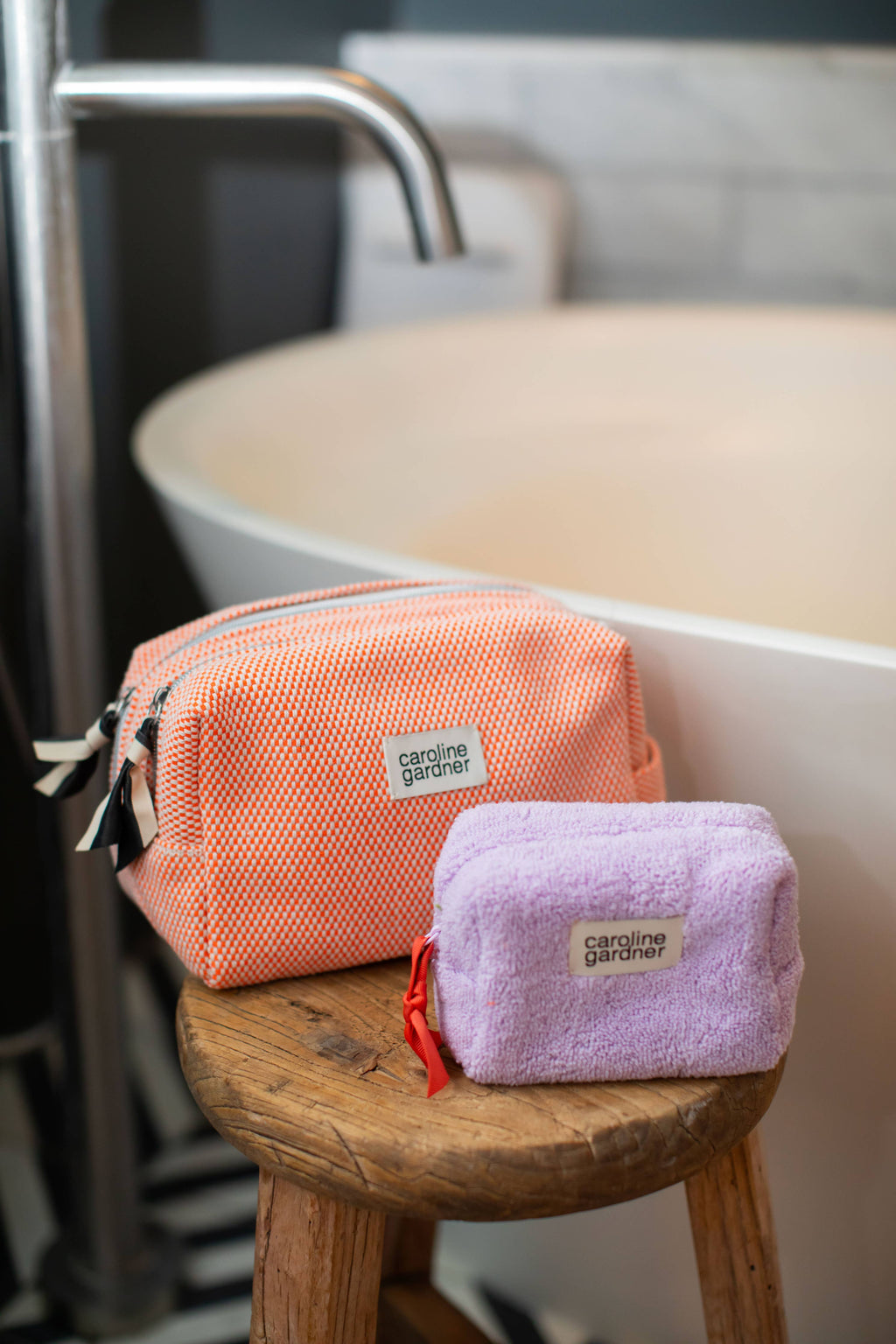 Lilac Towelling Mini Cube Cosmetic Bag