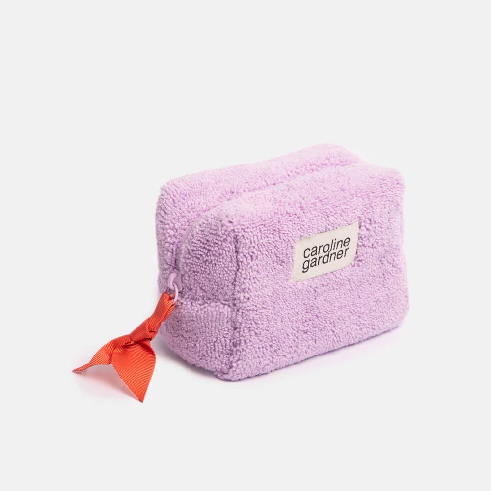 Lilac Towelling Mini Cube Cosmetic Bag