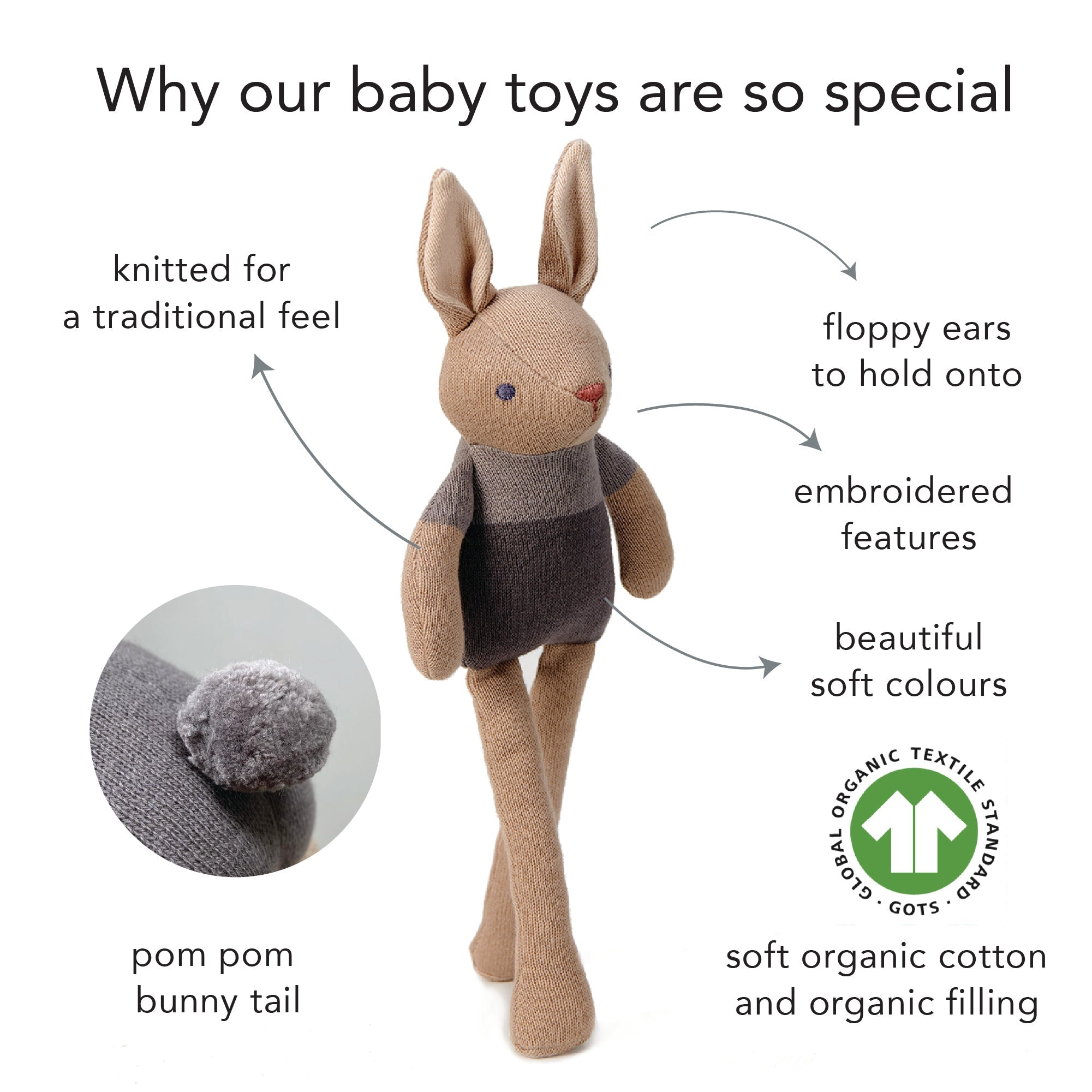 Baby Threads Taupe Bunny Doll