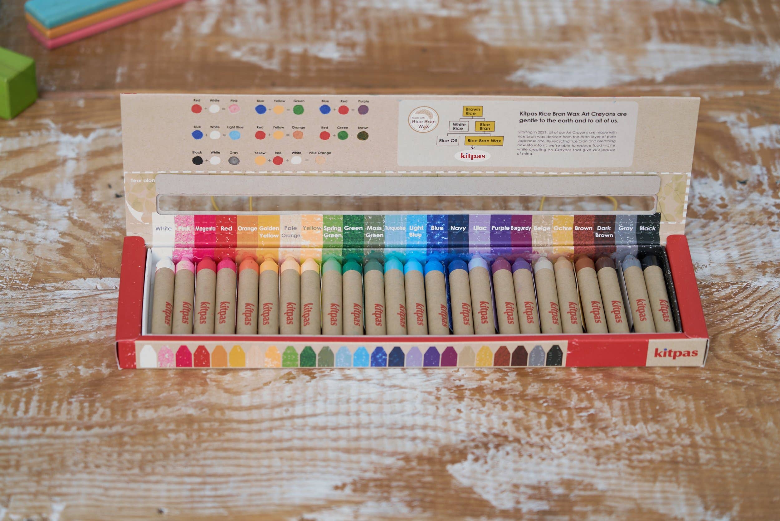 Kitpas Rice Bran Wax Crayons 24 Colours