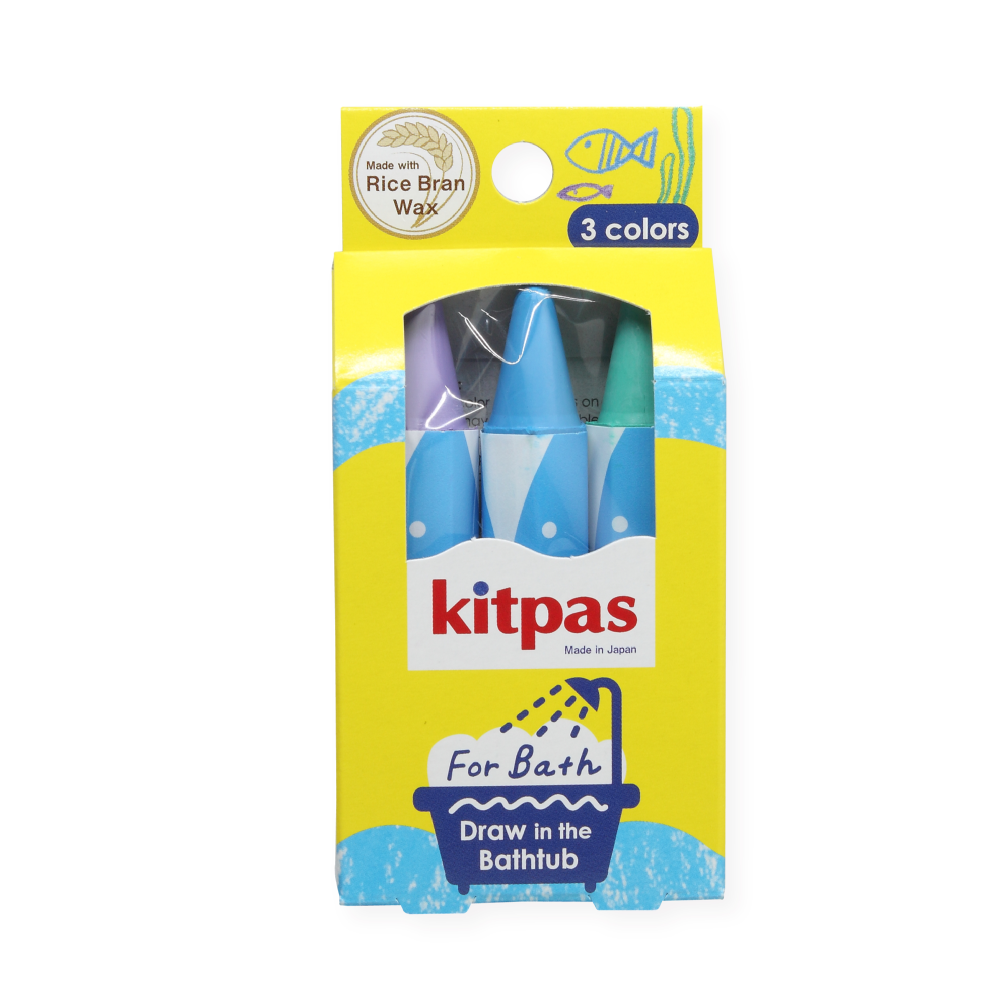 Kitpas Rice Bran Wax  Bath Crayons 3 Colour Set - Fish