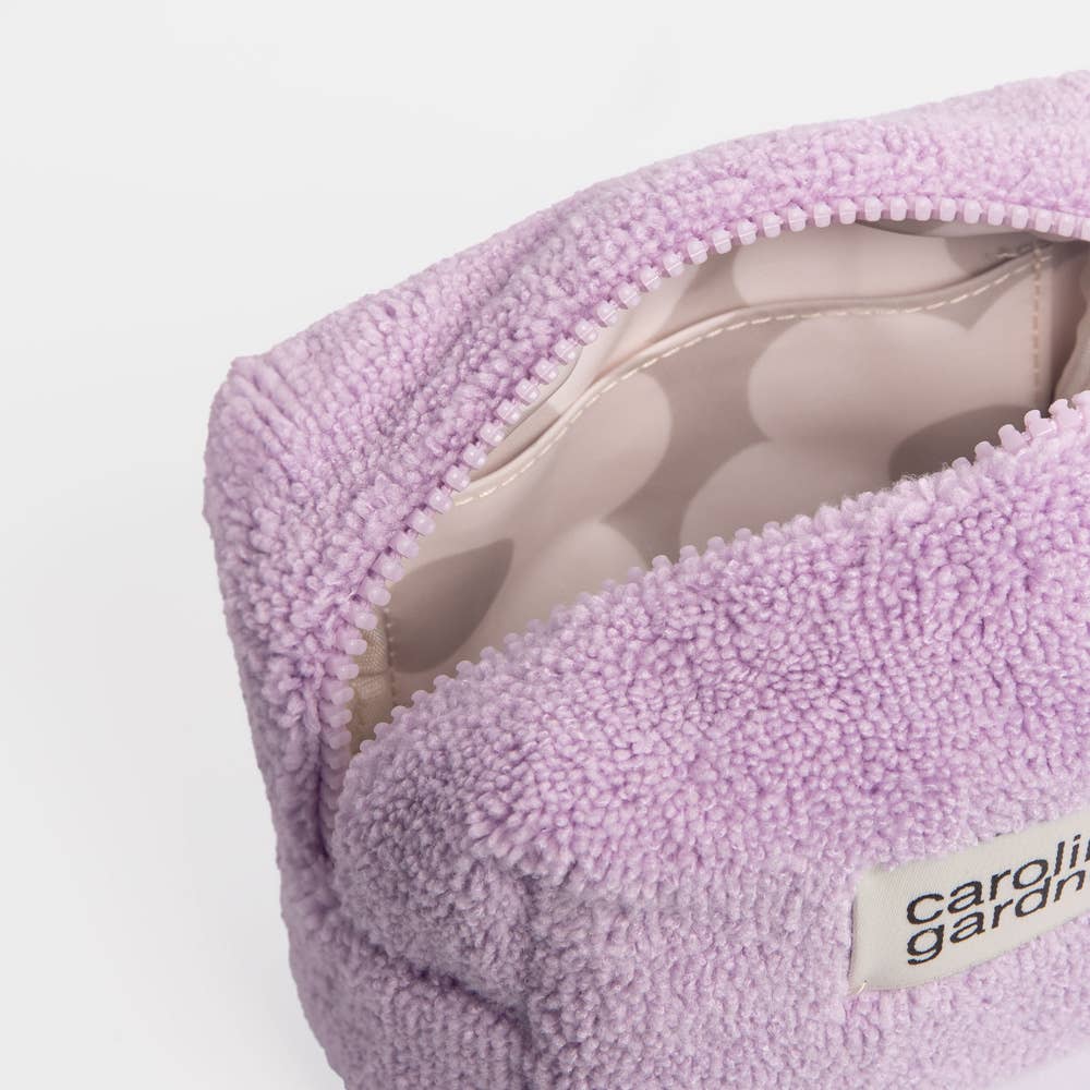Lilac Towelling Mini Cube Cosmetic Bag