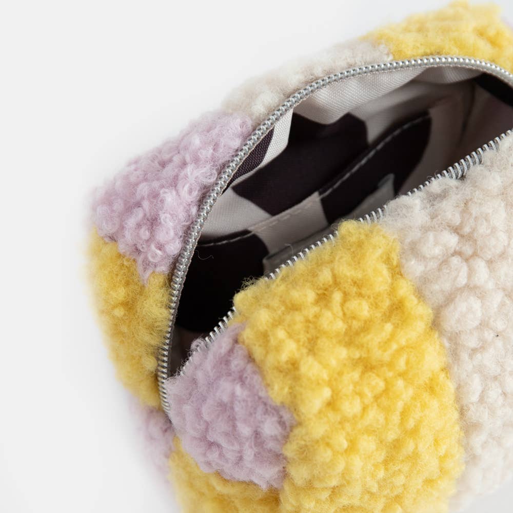 Multi Stripe Borg Mini Cube Cosmetic Bag