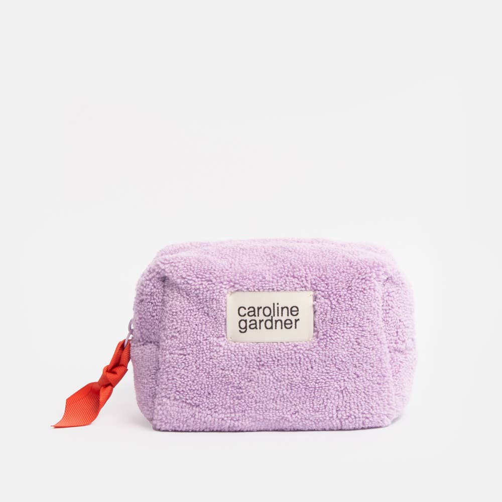 Lilac Towelling Mini Cube Cosmetic Bag