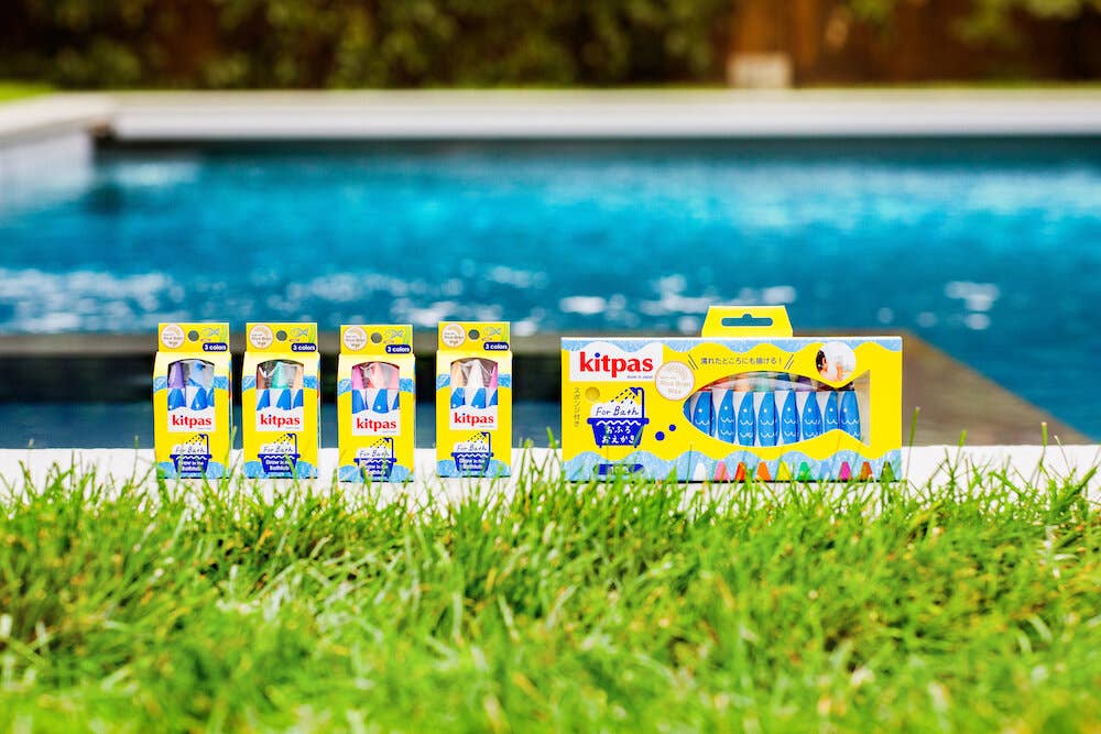 Kitpas Rice Bran Wax  Bath Crayons 10 Colour Set