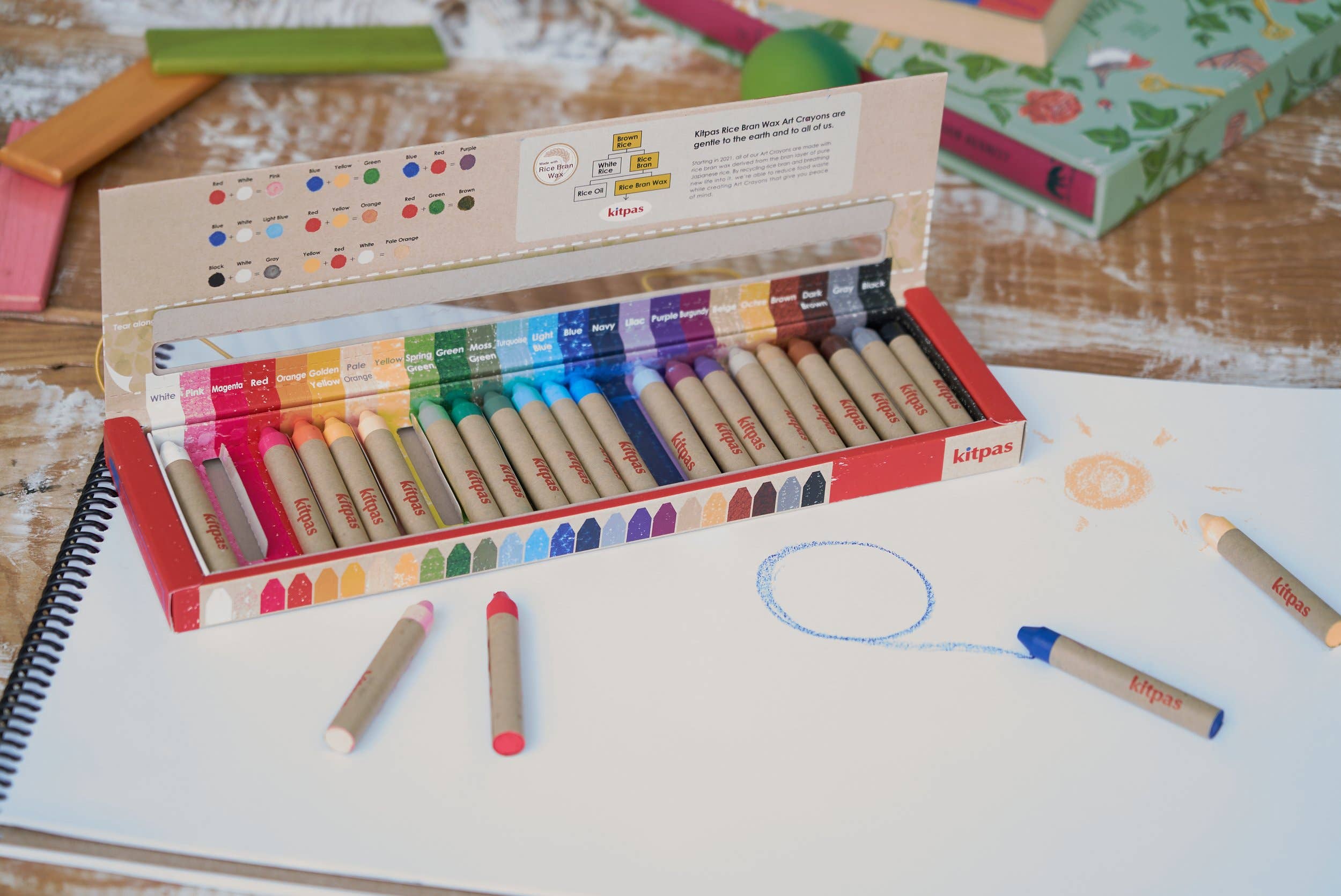 Kitpas Rice Bran Wax Crayons 24 Colours